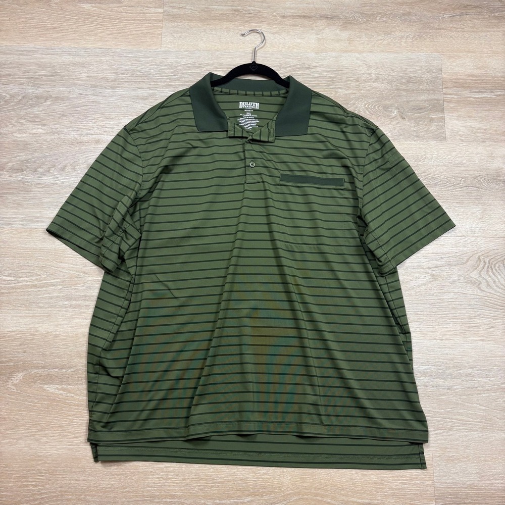 Duluth Trading Co Relaxed Fit Striped Performance Polo Shirt‎ Men's 2XL